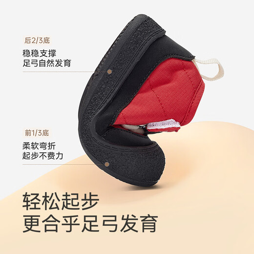 Ying's toddler shoes, baby shoes, outdoor cotton shoes, winter warm outdoor shoes for boys and girls, versatile and comfortable new style, Vibrant Red 17, inner length 13.0/foot length 12.1-12.5