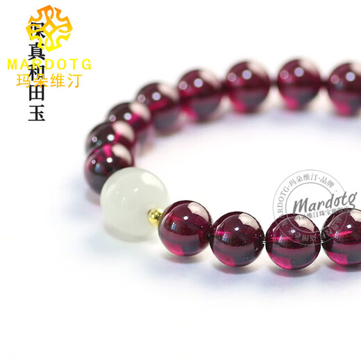 MARDOTG Collection Grade Purple Tooth Black Garnet Bracelet Women's Jade Buddha Bead Bracelet Birthday Gift for Women 8