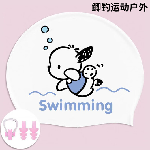 KENHAN waterproof swimming cap for girls, oversized, long hair, comfortable silicone ear protection for adults, large head, swimming handkerchief, waterproof swimming cap + nose clip earplugs