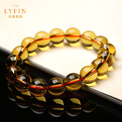 Layun Feiyin Brazilian natural citrine bracelet for women, zodiac sign natural crystal bracelet, Chinese Valentine's Day gift for men and women, gem-grade citrine 12mm single circle