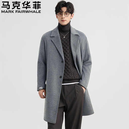 Mark Huafei wool woolen coat men's mid-length winter new cotton thickened windbreaker single-breasted woolen coat black regular style official authentic XL