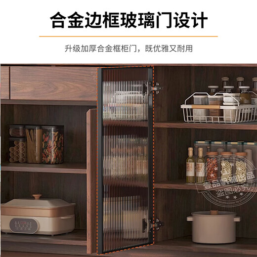 Yipinfan honest wood sideboard against the wall integrated tea cabinet side cabinet French retro multi-layer storage cabinet living room tea and wine cabinet All solid wood + upgraded thickened 16MM back panel Walnut color sideboard 80*40*89cm