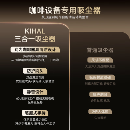 KIHAL coffee vacuum cleaner bar coffee machine cleaning powder suction machine mini small wireless charging desktop powder suction machine coffee vacuum cleaner XCQ01