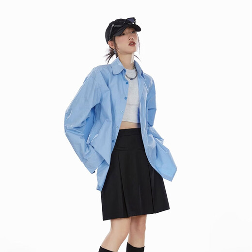 ICH MODE American retro white shirt women's versatile inner wear new loose popular shirt jacket top lazy style white L