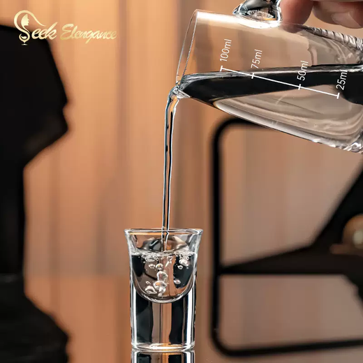 Yusenyi household high-end light luxury crystal glass white wine glass set in the ancient style two-liang wine container one cup bullet cup (crystal handleless 6 pots 6 cups) 100ml crystal handleless wine dispenser x6-10ml crystal bullet