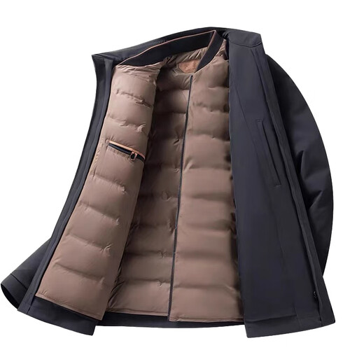 Jiumuwang men's goose down down jacket 2025 winter new middle-aged business executive lapel warm jacket navy blue (goose down lining is removable) 3XL 190 (suitable for weight 170-185Jin Jin equals 0.5 kg)