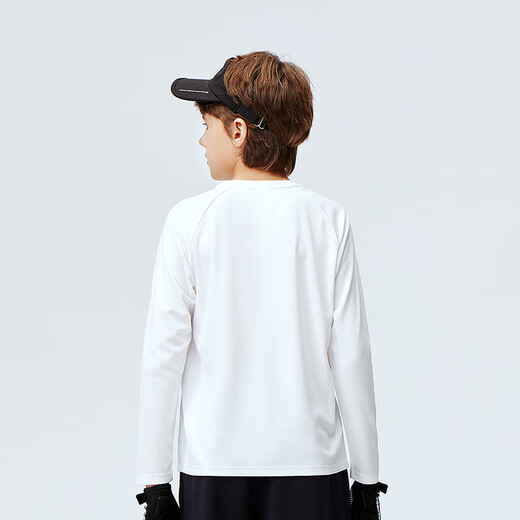 ASICS children's 2026 new long-sleeved T-shirt raglan sleeve second-drying stretchy comfortable moisture-absorbent quick-drying 0000 white 160