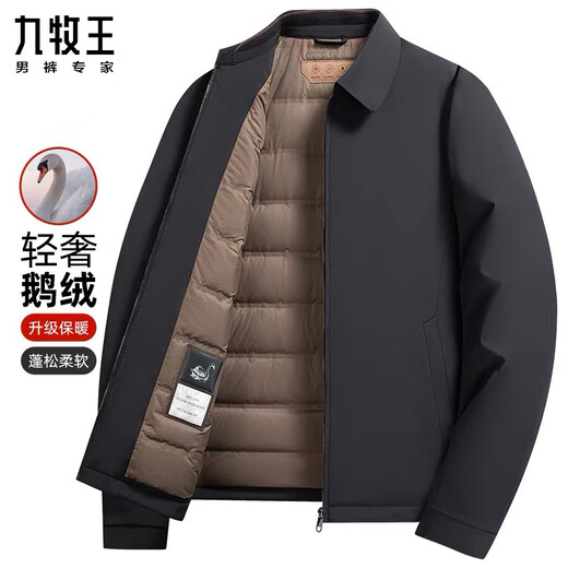 Jiumuwang men's goose down down jacket 2025 winter new middle-aged business executive lapel warm jacket navy blue (goose down lining is removable) 3XL 190 (suitable for weight 170-185Jin Jin equals 0.5 kg)