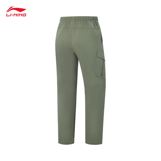 Li Ning C-position pants water-repellent sweatpants men's 2025 new loose and versatile retro casual overalls sweatpants plus velvet gray military green 731-3 M