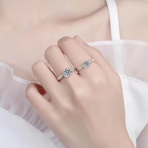 I Do platinum PT950 diamond ring micro-paved bull head 1 carat cultivated diamond proposal wedding ring commemorative gift for girlfriend micro-paved bull head 1 carat diamond size 20