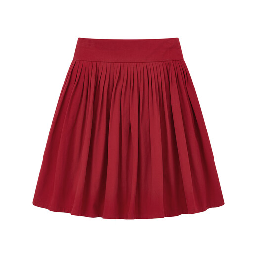 ELLE KIDS Children's Clothing Wide Waist Pleated Umbrella Skirt Girls Winter New French A-line Profile Horse Year Red Half Skirt New Year Red 165 (M)