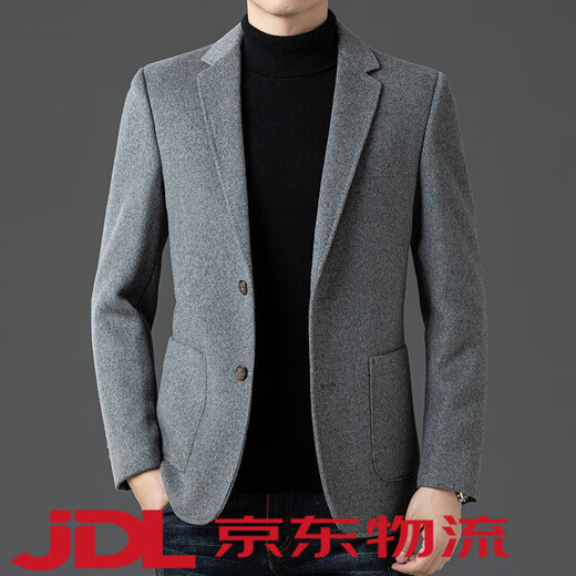 Lilan wool men's suit jacket middle-aged autumn and winter business casual detachable down liner non-iron woolen suit gray M8002 M 170