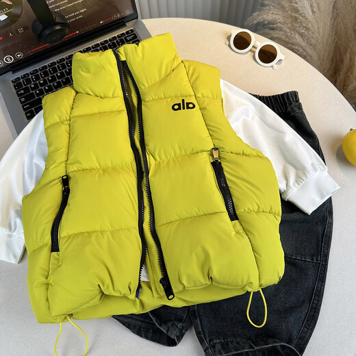 Boys vest outer wear autumn and winter clothing 2025 new handsome boy winter thickened vest children's cotton vest trendy yellow cm (recommended height around 95) 100