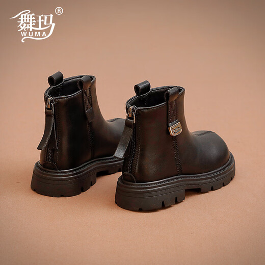 G.duck Girls' Boots Children's Martin Boots Genuine Leather Princess Short Boots 2025 New Winter Baby Plush Leather Boots Brown Single Liner (10~25 C) 23 The inner length of the shoe is about 15.2CM