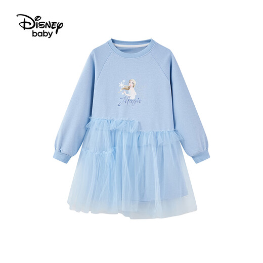 Disney (DISNEY) Elsa Princess Skirt 2025 New Sweater Skirt Girls Splicing Dress Children's Western-style Gauze Skirt Princess Skirt