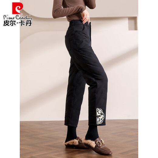 Pierre Cardin Down Pants Women's Outerwear Western Style Winter 2025 New Fashion National Style Thickened Straight Harbin Coldproof Cotton Pants White M Recommended 101-110Jin Jin is equal to 0.5 kg