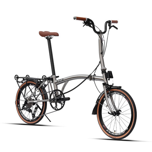 OEMG Japanese quality KaFeiDi 20-inch Xiaobu 9-speed three-folding bicycle ultra-light and portable urban commuter bicycle K20 brushed titanium-black with/M handlebar hollow integrated crankset 20 inches