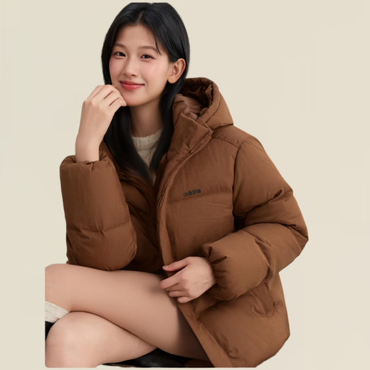 Adidas 550 Puff Commuting Windproof Warm Duck Down Down Jacket Women's Winter Stand Collar L Size
