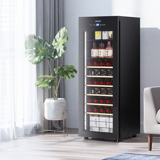 Candor Constant Temperature Red Wine Cabinet Home Wine Cabinet Living Room Office Small Red Wine Tea Beverage Refrigerator Fresh Cabinet Wine Cabinet Ice Bar Dual-Purpose | CN-142 142L