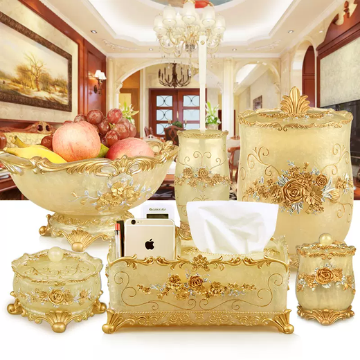 Yusenyi moves into a new home, light luxury tissue box set, living room, creative multi-functional home coffee table, European style remote control toilet paper, spring blossoms, pearl red