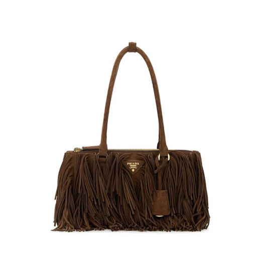PRADA FW25 Light Luxury Women's Brown Suede Shoulder Bag Brown One Size