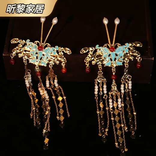 Chinese Hanfu bridal hair accessories Ming-made new phoenix crown bride wedding Chinese ancient style wedding Hanfu headdress set exquisite butterfly suit