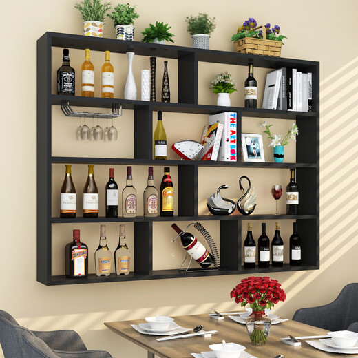 Zhong Zhanggui wall-mounted wine rack simple wine cabinet multi-layer restaurant wall wine rack hotel creative hanging wall cabinet storage rack bookshelf 150 long 110 high 20 deep three layers Please note that the color defaults to warm white