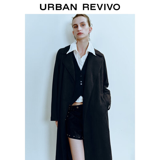 UR2025 new autumn women's temperament belt coat woolen jacket UWM150032+ black M