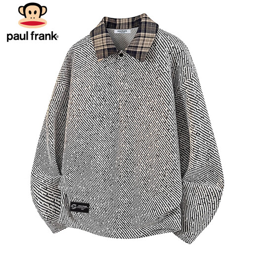 Paul Frank long-sleeved T-shirt men's winter chenille sweatshirt men's casual POLO shirt men's jacket dark gray XL