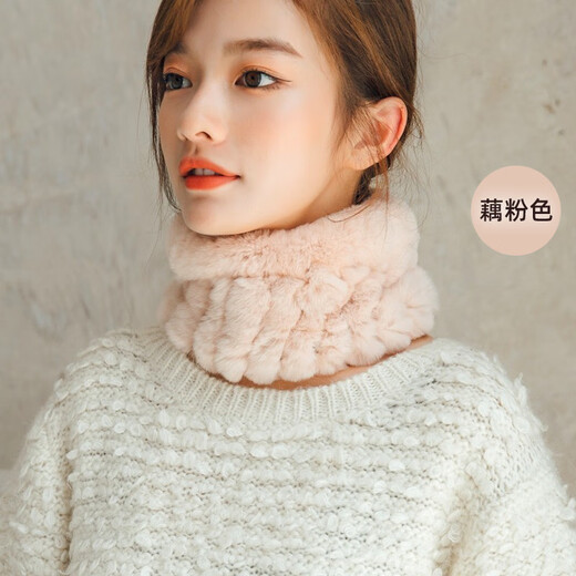 AIFANGNIAO Rex Rabbit Fur Scarf Women's Autumn and Winter Rex Rabbit Headband Fur Scarf Winter Plush Versatile Fur Headband Beige