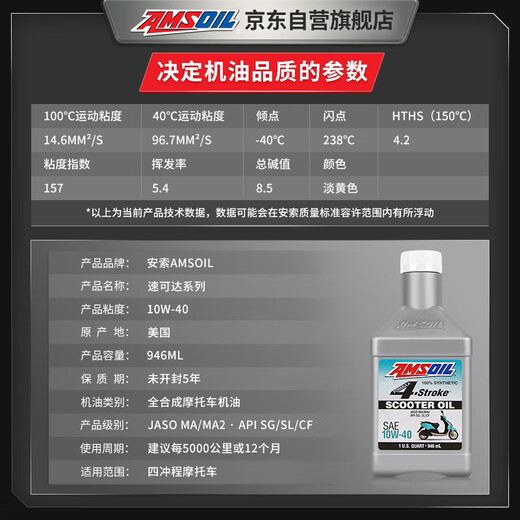 AMSOIL Speed 10W40 imported fully synthetic scooter oil NXMAX Suzuki UY125 Haojue 946ml