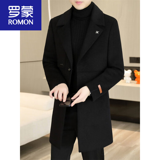 ROMON Men's Casual Mid-Length Woolen Coat 2026 New Down Liner Woolen Jacket Purple Brown White Duck Down Liner M 95~115Jin Jin is equal to 0.5 kg