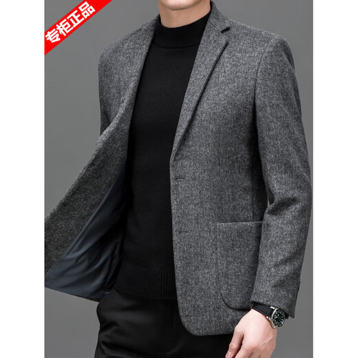 AX Armani wool suit woolen coat men's autumn and winter short woolen coat single suit black gray M size 170
