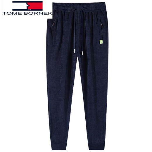TOME BORNEK corduroy plus velvet pants men's winter thickened men's sports pants leggings sweatpants men's corduroy pants cold protection blue straight plus velvet 3XL (weight 155-175Jin Jin is equal to 0.5 kg)
