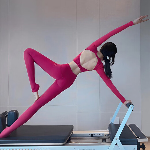 Kangaroo (DAISHU) yoga clothing suit for women 2025 new high-end long-sleeved fitness clothing autumn and winter Pilates training clothing sports top suit black top + black pants XL (118-130Jin Jin equals 0.5 kg)