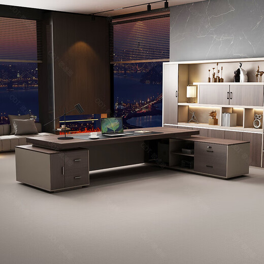 Boss desk and chair combination, manager desk, president desk, supervisor desk, simple modern office furniture, executive desk set, 2-meter boss desk, single-sided cabinet