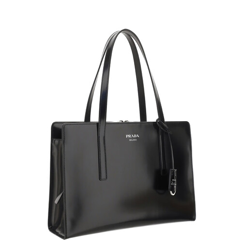 PRADA logo printed zipper tote bag black one size