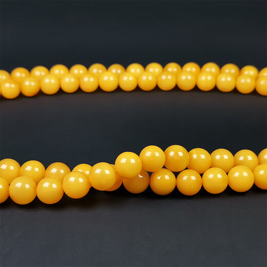 Amber style, one thing, one picture, one certificate, beeswax bracelet, 108 amber beads, Buddhist beads for men and women, Russian chicken fat yellow, beeswax beads, 30.16g, 7.5mm