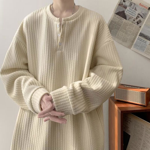 Jingyan selects cold-sense Henry collar plus velvet sweatshirt for men in autumn and winter. Handsome inner layering shirt for men in autumn. White M M95 to 115 Jin Jin is equal to 0.5 kg and can be worn