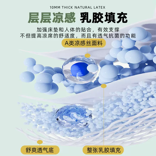 Yusenyi 2025 new latex mat three-piece summer ice silk sheet single machine washable air-conditioned soft mat summer Panda Baby Class A maternal and infant grade natural latex filling 2.0m6.6 feet bed