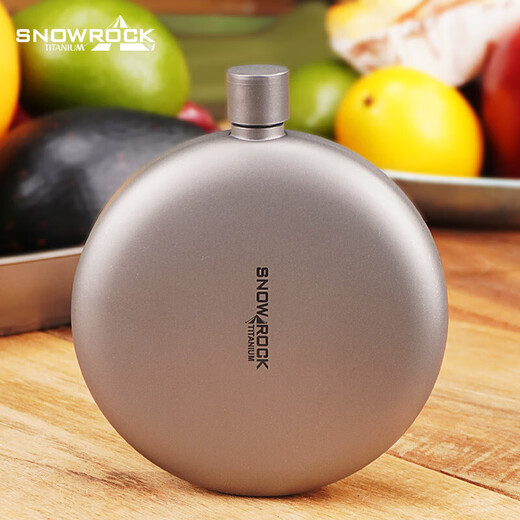 SNOW ROCK Pure Titanium Wine Bottle Frosted Portable Wine Bottle Fresh-keeping Wine Bottle Antibacterial Kettle Outdoor Titanium Kettle Travel Wine Bottle 180ml Double-sided Convex Wine Bottle_Free Funnel-Sandblasting