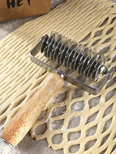 Yusenyi Pizza Tool Rolling Pin Baking Stainless Steel Roller Mesh Knife Baking Knife Knife Bread Mesh Cutter Mesh Tool (Special for Baking) Upgraded Stainless Steel Dough Punch