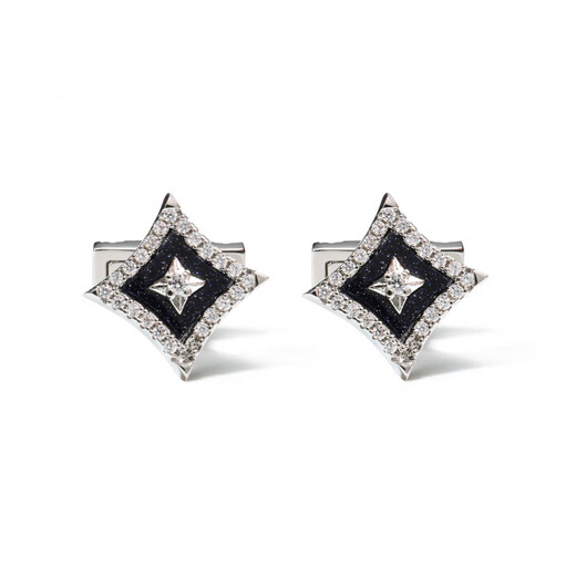 NOSSKISS four-pointed star cufflinks for men, light luxury French shirt sleeve studs, suit cuff buttons, boyfriend gift, silver starry sky cufflinks