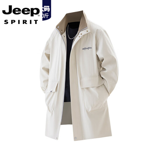 JEEP SPIRIT大码风衣外套男中长款2025春秋季新款休闲宽松夹克胖子加肥加大码 8808款卡其 5XL