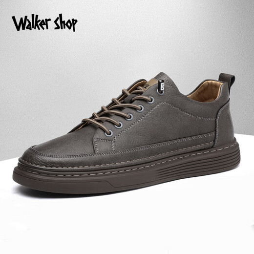 Walker Shop Slip-On Business Casual Shoes High Quality Cowhide New Trendy Breathable Casual Leather Shoes Soft Bottom Shoes Men Black Genuine Men's Shoes 40
