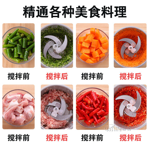 Pangdonglai Supermarket purchased the same type of electric garlic punch, commercial garlic mincer, garlic masher, garlic cutting, household garlic mincing, 5 liters, 3 gears, 500 watts, 1 set of 6-leaf knives