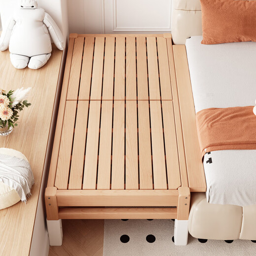 Goodbaby (gb) spliced bed with widened bedside beech wood children's bed single crib spliced large bed bed widened spliced artifact flat bed SF package upstairs 150x50cm