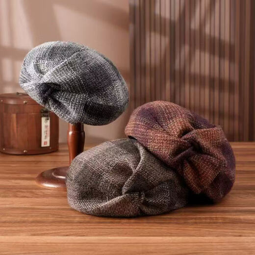 2025 new European and American style versatile fashion high-end autumn and winter warm and thickened foreign style CSqy retro beret jd brown