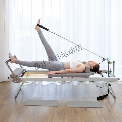Pilates core bed, household foldable large equipment, simple yoga bed, replacement three-in-one home fitness equipment, track extended spring tube black core bed + black square box + foot pedal + hook feet
