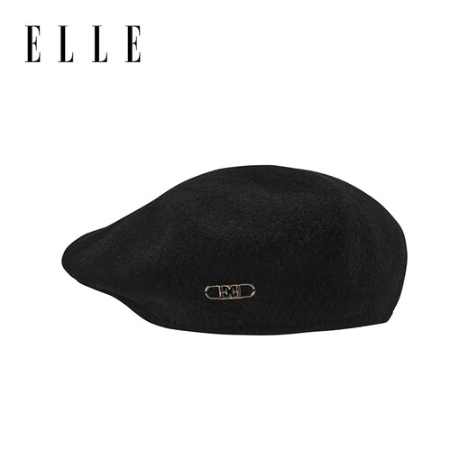ELLE Autumn and Winter Octagonal Hat Women's Retro Warm Beret Elegant and Versatile Painter Hat Black